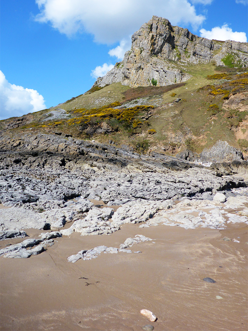 Rocks above sand