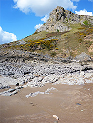 Rocks above sand