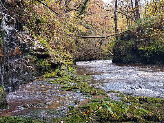 Tributary cascade over a cliff