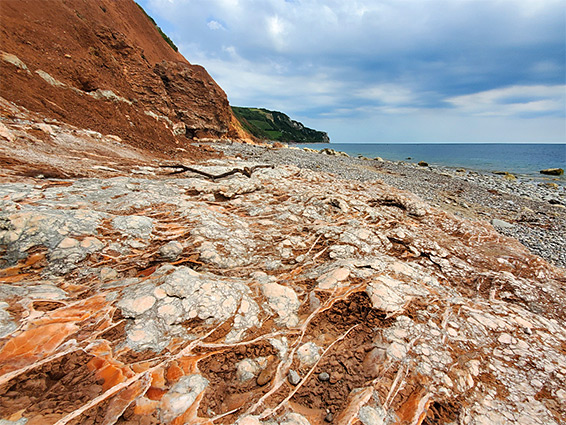 Alabaster and mudstone, Branscombe Beach