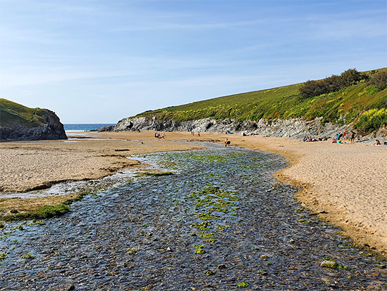 Wide stream flowing onto the beach