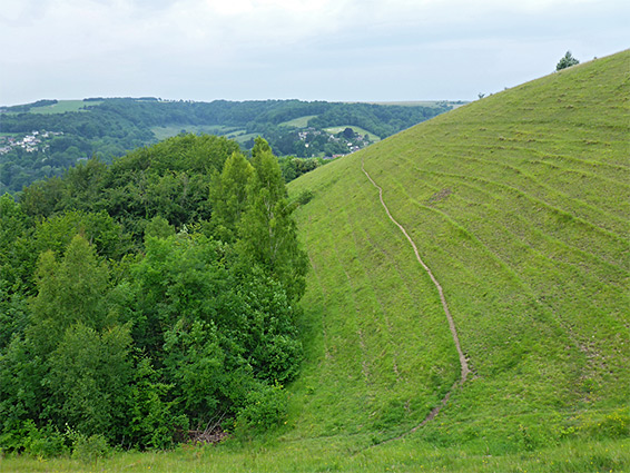 Steep slopes along the west edge of the common