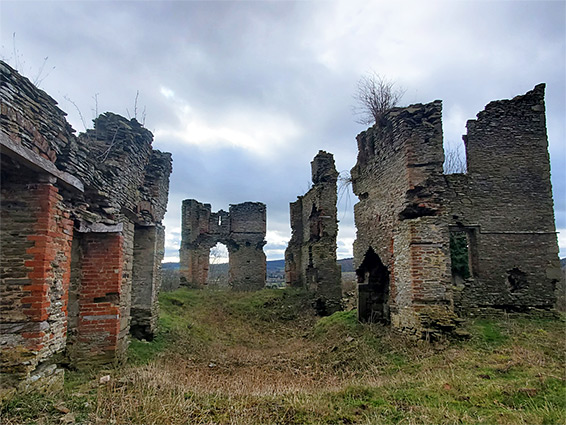 Dark walls; the view south